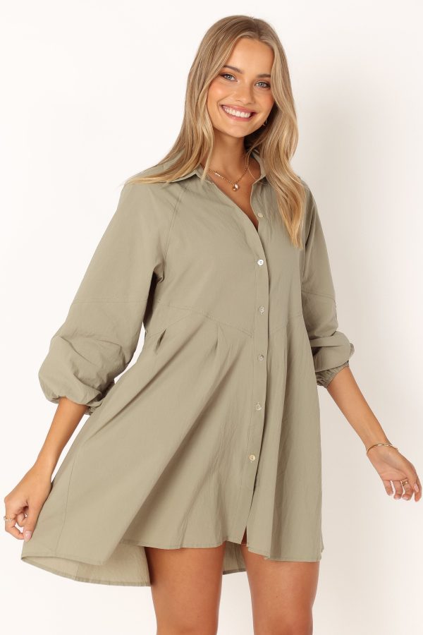 Criselle Long Sleeve Mini Dress - Khaki